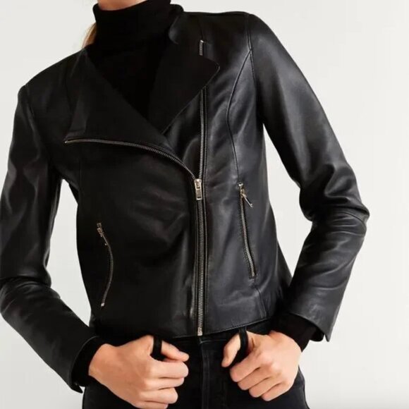 Mango Genuine Leather Jacket - Picture 1 of 7